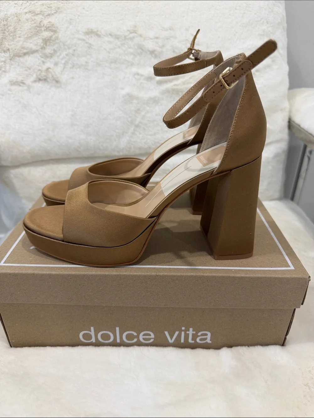 Dolce Vita Bronze Ankle-Strap Platform Heels